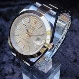 Rolex Datejust Smooth Bezel Steel/Yellow Gold Gold Motif Dial Oyster Bracelet 126303 41mm Gold Dial Full Set WARRANTY