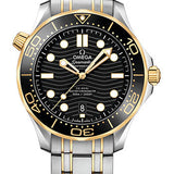 Omega Seamaster Diver 300M Co-Axial Master Chronometer Watch - 42 mm Steel And Yellow Gold Case - Unidirectional Bezel - Black Ceramic Dial - 210.20.42.20.01.002