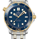 Omega Seamaster Diver 300M Co-Axial Master Chronometer Watch - 42 mm Steel And Yellow Gold Case - Unidirectional Bezel - Blue Ceramic Dial - 210.20.42.20.03.001