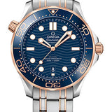 Omega Seamaster Diver 300M Co-Axial Master Chronometer Watch - 42 mm Steel And Sedna Gold Case - Unidirectional Bezel - Blue Ceramic Dial - 210.20.42.20.03.002