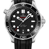 Omega Seamaster Diver 300M Co-Axial Master Chronometer Watch - 42 mm Steel Case - Unidirectional Bezel - Black Ceramic Dial - Black Rubber Strap - 210.32.42.20.01.001