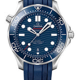 Omega Seamaster Diver 300M Co-Axial Master Chronometer Watch - 42 mm Steel Case - Unidirectional Bezel - Blue Ceramic Dial - Blue Rubber Strap - 210.32.42.20.03.001