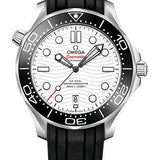 Omega Seamaster Diver 300M Omega Co-Axial Master Chronometer - 42 mm Steel Case - White Dial - Black Rubber Strap - 210.32.42.20.04.001