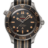 Omega Seamaster Diver 300M Omega Co-Axial Master Chronometer 007 Edition - 42 mm Titanium Case - Brown Dial - Striped Nato Strap - 210.92.42.20.01.001