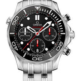 Omega Seamaster Diver 300 M Co-Axial Chronograph Watch - 41.5 mm Steel Case - Unidirectional Bezel - Black Dial - 212.30.42.50.01.001