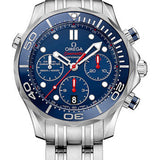 Omega Seamaster Diver 300 M Co-Axial Chronograph Watch - 41.5 mm Steel Case - Blue Unidirectional Bezel - Blue Dial - 212.30.42.50.03.001