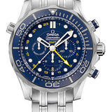 Omega Seamaster Diver 300 M Co-Axial GMT Chronograph Watch - 44 mm Steel Case - Matt Blue Ceramic Bezel - Matt Blue Dial - 212.30.44.52.03.001