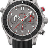 Omega Seamaster Diver 300 M Co-Axial GMT Chronograph ETNZ (Emirates Team New Zealand) Watch - 44 mm Titanium Case - Matt Black Ceramic Unidirectional Bezel - Grade 5 Titanium Grey Dial - Black Rubber Strap - 212.92.44.50.99.001