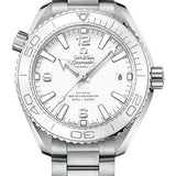 Omega Planet Ocean 600M Co-Axial Master Chronometer Watch - 39.5 mm Steel Case - Unidirectional White Cermaic Bezel - White Dial - 215.30.40.20.04.001