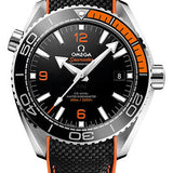 Omega Planet Ocean 600 M Omega Co-axial Master Chronometer Watch - 43.5 mm Steel Case - Unidirectional Black Ceramic Bezel - Black Ceramic Dial - Black Structured Rubber Strap - 215.32.44.21.01.001