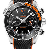 Omega Planet Ocean 600 M Omega Co-axial Master Chronometer Chronograph Watch - 45.5 mm Steel Case - Unidirectional Black Ceramic Bezel - Black Ceramic Dial - Black Structured Rubber Strap - 215.32.46.51.01.001