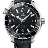 Omega Planet Ocean 600M Co-Axial Master Chronometer Watch - 39.5 mm Steel Case - Unidirectional Black Cermaic Bezel - Black Dial - Black Leather Strap - 215.33.40.20.01.001