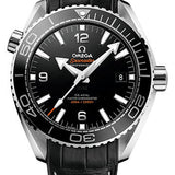 Omega Planet Ocean 600 M Omega Co-axial Master Chronometer Watch - 43.5 mm Steel Case - Unidirectional Black Ceramic Bezel - Black Ceramic Dial - Black Leather Strap - 215.33.44.21.01.001