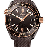 Omega Seamaster Planet Ocean 600M Co-Axial Master Chronometer Watch - 39.5 mm Brown Ceramic Case - Unidirectional Bezel - Brown Ceramic Dial - Quilted Brown Rubber Strap - 215.62.40.20.13.001