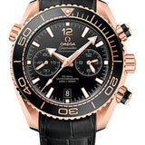 Omega Planet Ocean 600 M Omega Co-axial Master Chronometer Chronograph Watch - 45.5 mm Sedna Gold Case - Unidirectional Black Ceramic Bezel - Black Ceramic Dial - Black Leather Strap - 215.63.46.51.01.001