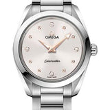 Omega Seamaster Aqua Terra 150M Quartz Watch - 28 mm Steel Case - Shimmer White Diamond Dial - 220.10.28.60.54.001