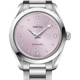 Omega Seamaster Aqua Terra 150M Quartz Watch - 28 mm Steel Case - Glossy Lilac Diamond Dial - 220.10.28.60.60.001