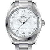 Omega Seamaster Aqua Terra 150M Co-Axial Master Chronometer Watch - 34 mm Steel Case - White Mother-Of-Pearl Diamond Dial - 220.10.34.20.55.001