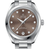 Omega Seamaster Aqua Terra 150M Co-Axial Master Chronometer Watch - 34 mm Steel Case - Shimmer Chestnut Diamond Dial - 220.10.34.20.63.001