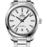 Omega Aqua Terra 150M Co-Axial Master Chronometer Watch - 38 mm Steel Case - Silvery Dial - Brushed And Polished Steel Bracelet - 220.10.38.20.02.001