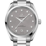 Omega Seamaster Aqua Terra 150M Co-Axial Master Chronometer Ladies Watch - 38 mm Steel Case - Shimmer Velvet-Grey Diamond Dial - 220.10.38.20.56.001