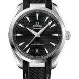 Omega Aqua Terra 150M Co-Axial Master Chronometer Watch - 38 mm Steel Case - Black Dial - Black Structured Rubber Strap - 220.12.38.20.01.001