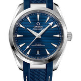 Omega Aqua Terra 150M Co-Axial Master Chronometer Watch - 38 mm Steel Case - Blue Dial - Blue Structured Rubber Strap - 220.12.38.20.03.001