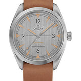 Omega Seamaster Railmaster Omega Co-Axial Master Chronometer Watch - 40 mm Steel Case - Vertically Brushed Grey Dial - Brown Leather Nato Strap - 220.12.40.20.06.001