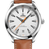 Omega Aqua Terra 150M Co-Axial Master Chronometer Watch - 41 mm Steel Case - Silvery Dial - Brown Leather Strap - 220.12.41.21.02.001