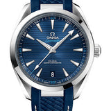 Omega Aqua Terra 150M Co-Axial Master Chronometer Watch - 41 mm Steel Case - Blue Dial - Blue Structured Rubber Strap - 220.12.41.21.03.001