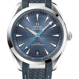 Omega Aqua Terra 150M Co-Axial Master Chronometer Watch - 41 mm Steel Case - Blue Dial - Grey Structured Rubber Strap - 220.12.41.21.03.002