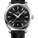 Omega Aqua Terra 150M Co-Axial Master Chronometer Watch - 38 mm Steel Case - Black Dial - Black Leather Strap - 220.13.38.20.01.001