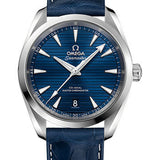 Omega Aqua Terra 150M Co-Axial Master Chronometer Watch - 38 mm Steel Case - Blue Dial - Blue Leather Strap - 220.13.38.20.03.001