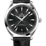 Omega Aqua Terra 150M Co-Axial Master Chronometer Watch - 41 mm Steel Case - Black Dial - Black Leather Strap - 220.13.41.21.01.001