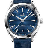 Omega Aqua Terra 150M Co-Axial Master Chronometer Watch - 41 mm Steel Case - Blue Dial - Blue Leather Strap - 220.13.41.21.03.001