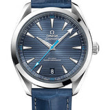 Omega Aqua Terra 150M Co-Axial Master Chronometer Watch - 41 mm Steel Case - Blue Dial - Blue Leather Strap - 220.13.41.21.03.002