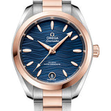 Omega Seamaster Aqua Terra 150M Co-Axial Master Chronometer Watch - 34 mm Steel And Sedna Gold Case - Waved Blue Dial - 220.20.34.20.03.001