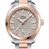 Omega Seamaster Aqua Terra 150M Co-Axial Master Chronometer Watch - 34 mm Steel And Sedna Gold Case - Waved Agate Grey Dial - 220.20.34.20.06.001