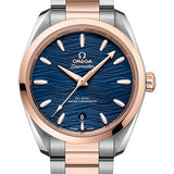 Omega Seamaster Aqua Terra 150M Co-Axial Master Chronometer Ladies Watch - 38 mm Steel And Sedna Gold Case - Waved Blue Dial - 220.20.38.20.03.001