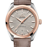 Omega Seamaster Aqua Terra 150M Co-Axial Master Chronometer Ladies Watch - 38 mm Steel And Sedna Gold Case - Waved Agate Grey Dial - Taupe-Brown Leather Strap - 220.23.38.20.06.001