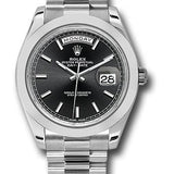 Rolex 950 Platinum Day-Date 40 Watch - Smooth Bezel - Black Index Dial - President Bracelet - 228206 bkip