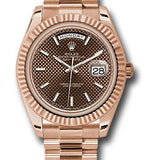 Rolex Everose Gold Day-Date 40 Watch - Fluted Bezel - Chocolate Diagonal Motif Index Dial - President Bracelet - 228235 chodmip