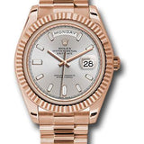 Rolex Everose Gold Day-Date 40 Watch - Fluted Bezel - Sundust Baguette-Cut Diamond Dial - President Bracelet - 228235 sdbdp