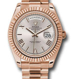 Rolex Everose Gold Day-Date 40 Watch - Fluted Bezel - Sundust Bevelled Roman Dial - President Bracelet - 228235 sdrp