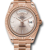 Rolex Everose Gold Day-Date 40 Watch - Fluted Bezel - Sundust Strip Motif Index Dial - President Bracelet - 228235 sdsmip