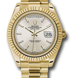 Rolex Yellow Gold Day-Date 40 Watch - Fluted Bezel - Silver Diagonal Motif Index Dial - President Bracelet - 228238 sdmip