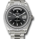 Rolex White Gold Day-Date 40 Watch - Fluted Bezel - Black Index Dial - President Bracelet - 228239 bkip