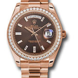 Rolex Everose Gold Day-Date 40 Watch - Everose Gold Bezel - Chocolate Baguette Diamond Dial - President Bracelet - 228345RBR chobdp