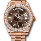 Rolex Everose Gold Day-Date 40 Watch - Everose Gold Bezel - Chocolate Diagonal Motif Index Dial - President Bracelet - 228345RBR chodmip