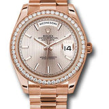 Rolex Everose Gold Day-Date 40 Watch - Everose Gold Bezel - Sundust Strip Motif Index Dial - President Bracelet - 228345RBR sdsmip